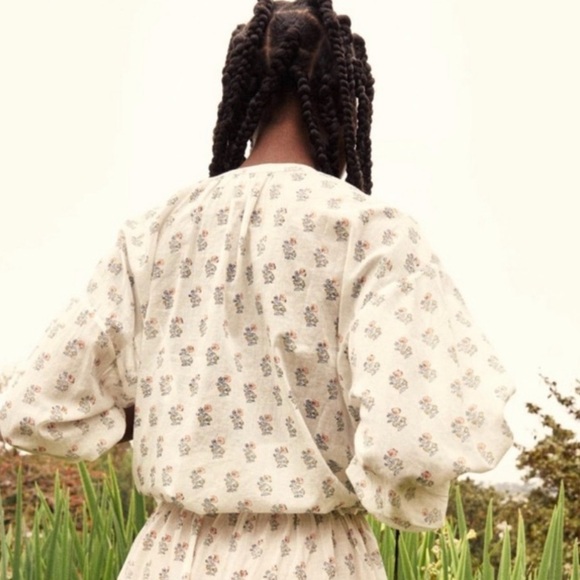 Doen Jane Blouse in Red Dahlia Block Print - Picture 2 of 8